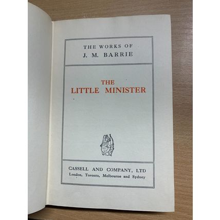c1937 J M BARRIE "THE LITTLE MINISTER" FICTION VINTAGE HARDBACK BOOK (P3)