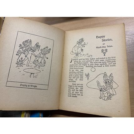 RARE* c1920s "HAPPY STORIES" ILLUSTRATED FICTION LARGE HARDBACK BOOK (P5)