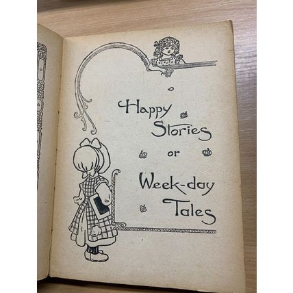 RARE* c1920s "HAPPY STORIES" ILLUSTRATED FICTION LARGE HARDBACK BOOK (P5)