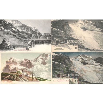 Jungfraubahn Station Eigergletscher 4x Old Switzerland Mint Postcard s