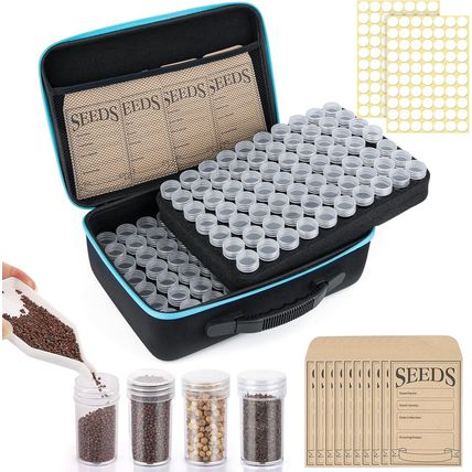140 Slots Seed Organizer Storage Box with 20PCS Seed Envelopes, Premium Seed Con
