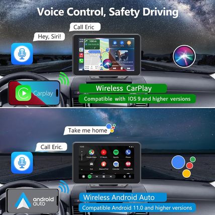 Wireless Car Stereo with Apple Carplay/Android Auto, Portable Touch Screen Car R