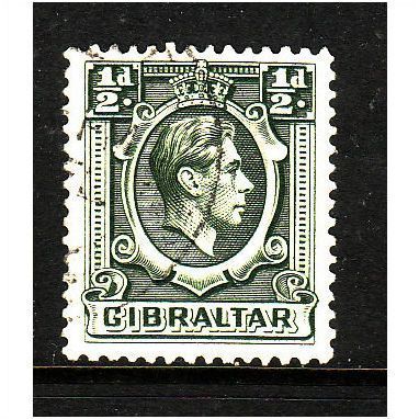 GIBRALTAR 1938 1/2d DEEP GREEN SG 121 FINE USED#3