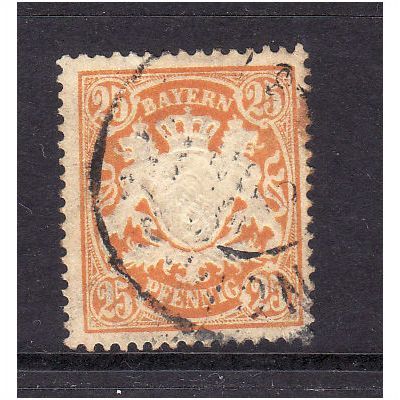 GERMANY STATES BAVARIA 1890 25pf ORANGE SG 115 FINE USED
