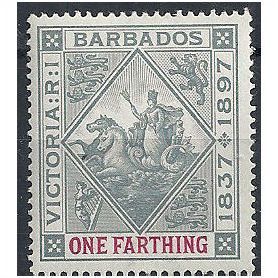 Barbados 1897 SG116 1/4d Grey & Carmine Diamond Jubilee Mounted Mint . . .