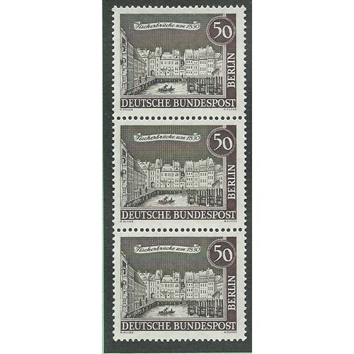 BERLIN - 1962 STRIP OF 3 X 50pf U/M 'FISCHERBRUCKE' (EBID42-399)