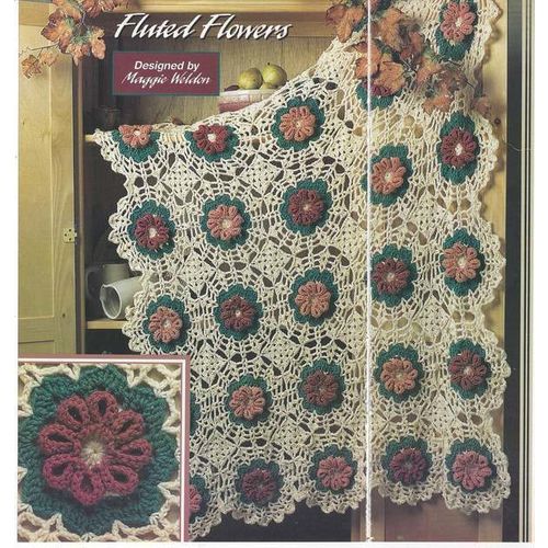 Beautiful Crochet Afghan PATTERN Fluted Flowers