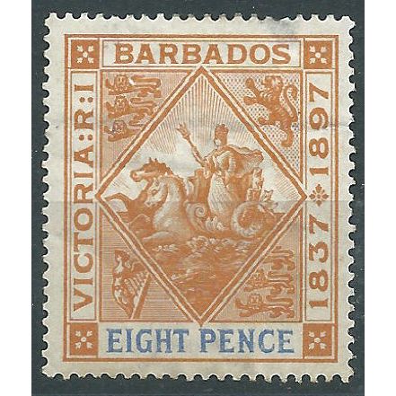 Barbados 1897 SG122 8d Orange & Ultramarine Jubilee Mounted Mint....