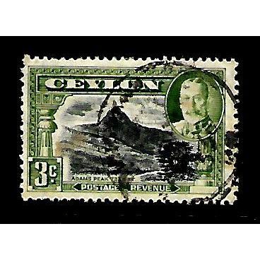 CEYLON 1935 3c BLACK AND GREEN SG369 FINE USED