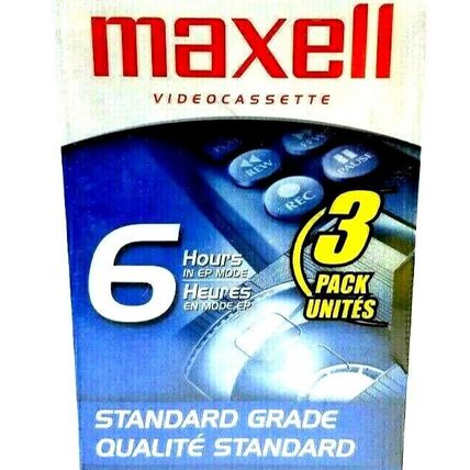 Maxell Videocassette Tapes 6 Hours 3 Pack Standard Grade New NOS Sealed (G7)