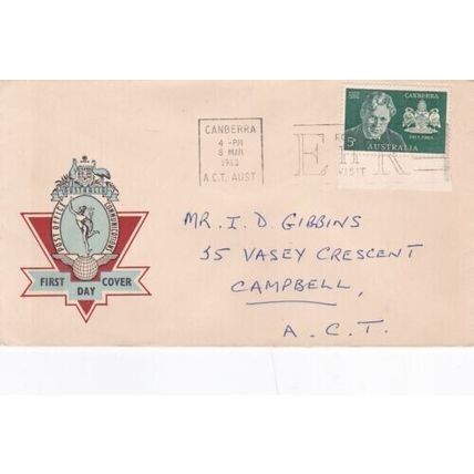Australia 1963 Canberra FDC Canberra cancel Royal Visit Slogan written VGC