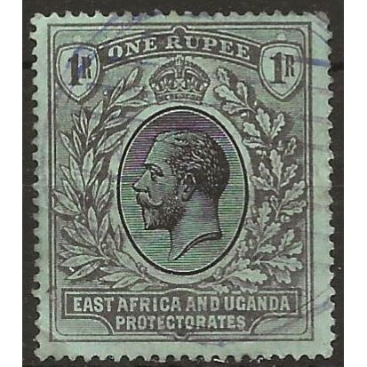 East Africa & Uganda Prot 1912 SG53 1 Rupee Black/Green Fine Used .