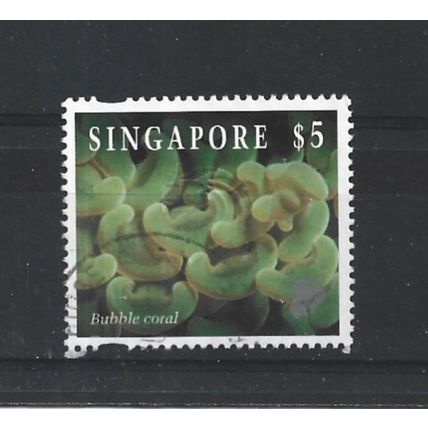 Singapore.SG752 $5 Bubble coral.Fine Used.Jul25a