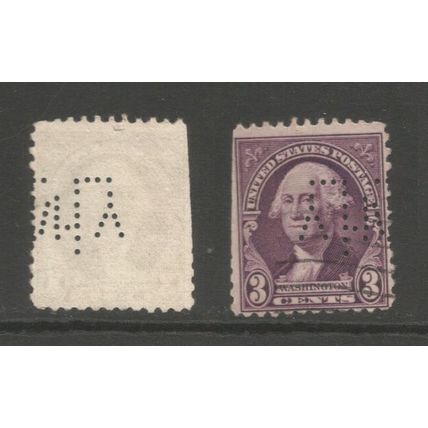USA 3c Washington, used perfin