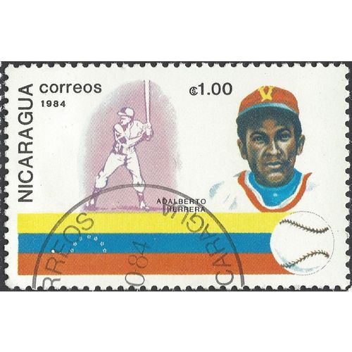NICARAGUA, SPORT, Baseball, Adalberto Herrera, blue 1984, $1.00