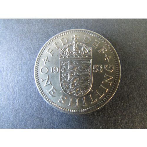 1953 QUEEN ELIZABETH II ENGLISH SHIELD ONE SHILLING FREE POST. (a) AAE