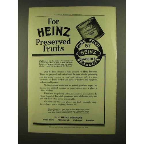 1908 Heinz Red Raspberries Preserved Fruits Ad