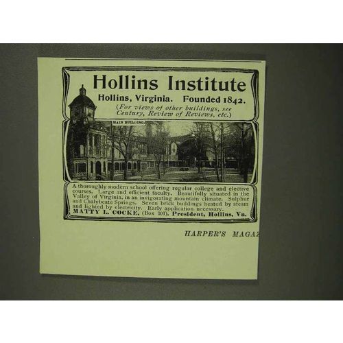 1908 Hollins Institute Ad - NICE!