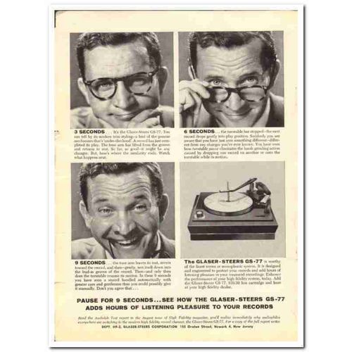 GLASER-STEERS CORP 1960 GS-77 9-second cycle turntable vintage ad
