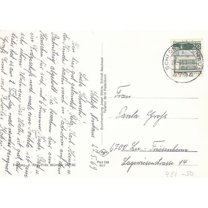 Schloss Neuhaus Germany Real Photograph Postcard posted 1969 VGC