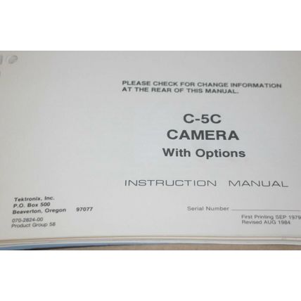 TEK Tektronix C-5c Camera Instruction users guide oparating Manual 070-5615-00