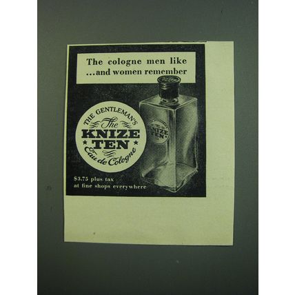 1949 Knize Ten Eau de Cologne Ad - The cologne men like and women remember