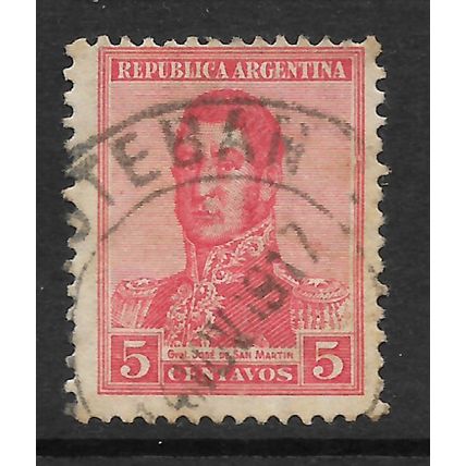 ARGENTINE REP 1917 GENERAL SAN MARTIN 5c RED SG 455 FINE USED