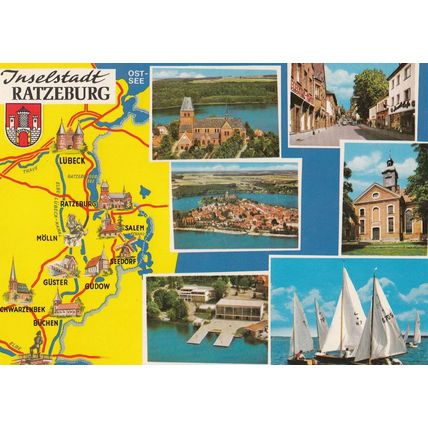 Ratzeburg German Map Karte Postcard