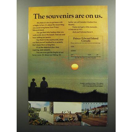 1970 Prince Edward Island Canada Tourism Ad - The souvenirs are on us