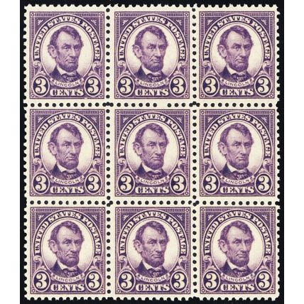 555, Mint NH 3¢ FVF Block of Nine Fresh Stamps CV $247.50 ** Stuart Katz