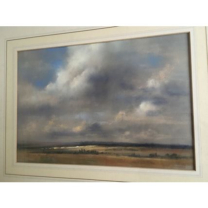 Original Painting by David Mynett Burgundy After Their Harvest 1984 Framed