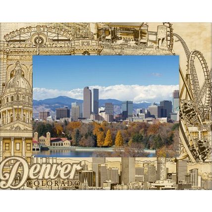 Denver Colorado Laser Engraved Wood Picture Frame Landscape (3 x 5)