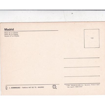 Madrid Plaza Cibeles Spain Postcard unused VGC