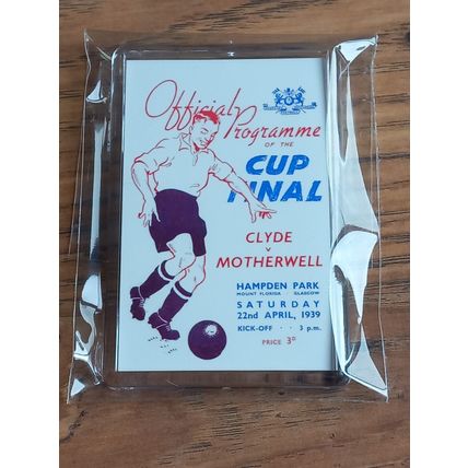 1939 Scottish Cup Final Programme Cover fridge magnet - Clyde vs Motherwell