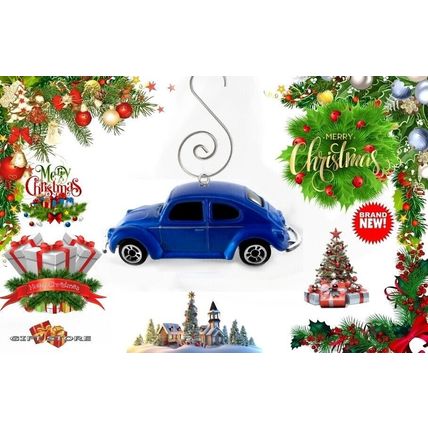 GREAT GIFT BLUE VW BEETLE VOLKSWAGEN CHRISTMAS ORNAMENT & FAN SWITCH HANGER
