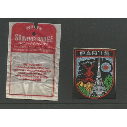 Vintage Woven Souvenir Badge Paris France