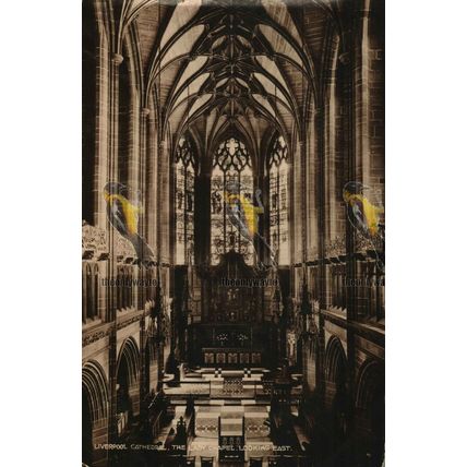 Liverpool Cathedral, Lady Chapel Looking East, RP Valentines XL Postcard, 1938