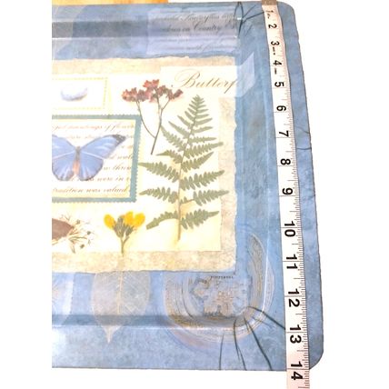Melamine Serving Tray Blue Butterfly Flower Nature Collage Rectangle Shape