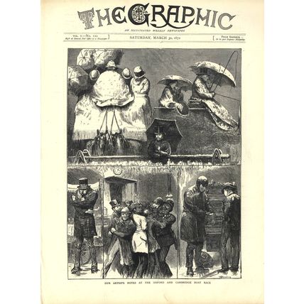 OUR ARTIST’S NOTES OXFORD AND CAMBRIDGE BOAT RACE 1872 VICTORIAN ENGRAVINGS
