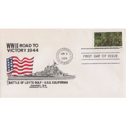 ZAYIX US Military Cover 2838 FDC PENPEX '94 Leyette Gulf WWII 1024A0180