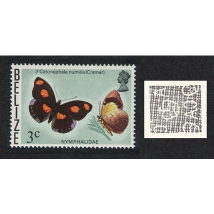 Belize Butterfly 'Catonephele numilia dirce' 3c Watermark Ww12 sideways 1974