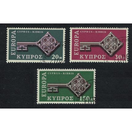 Cyprus Key with CEPT in handle Europa 3v 1968 CTO SG#319-321