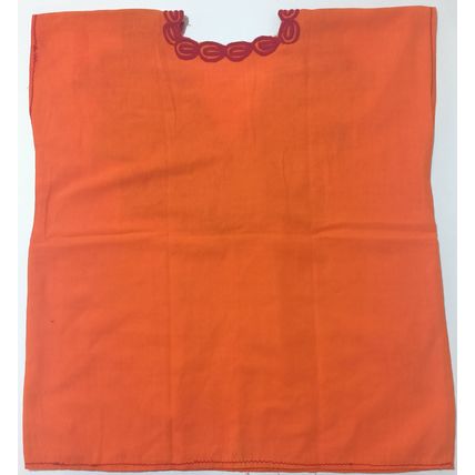 Multicolor Roses Bouquet Embroidered Cotton Canvas Orange Blouse Chiapas Mexico