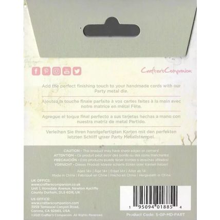 Crafter's Companion. Sara Davies. Party Die Set. Die Cutting Cardmaking Crafts