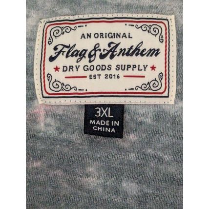 Flag Anthem Polo Golf Shirt Short Sleeve Stonewashed Blue Mens 3XL Cotton Blend