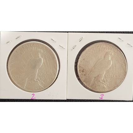 1922 Peace US Silver Dollar - 90% Silver Lot Of 2