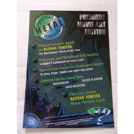 Batman Forever Metal Premiere Movie Art Edition - Promo Card - Sheet 1995