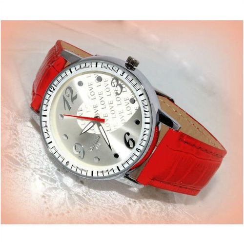 Summer Gift Large Face Love Heart Wrist Watch Red Patent Wristband Jewellery 950