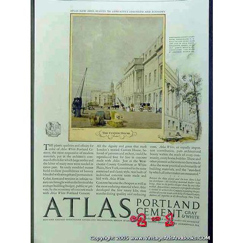 ATLAS PORTLAND CEMENT 1926 Thomas Boys art vintage ad