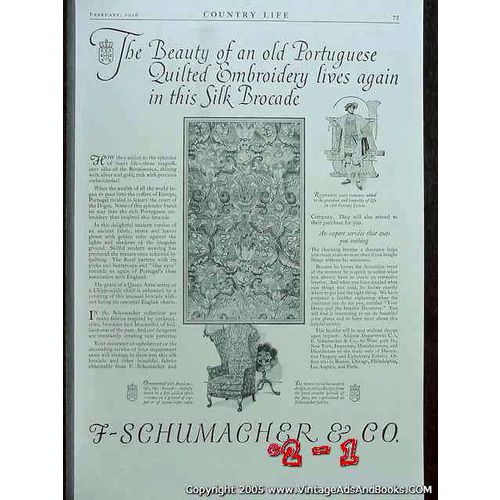 F SCHUMACHER COMPANY 1926 Portuguese Quilted embroidery vintage ad
